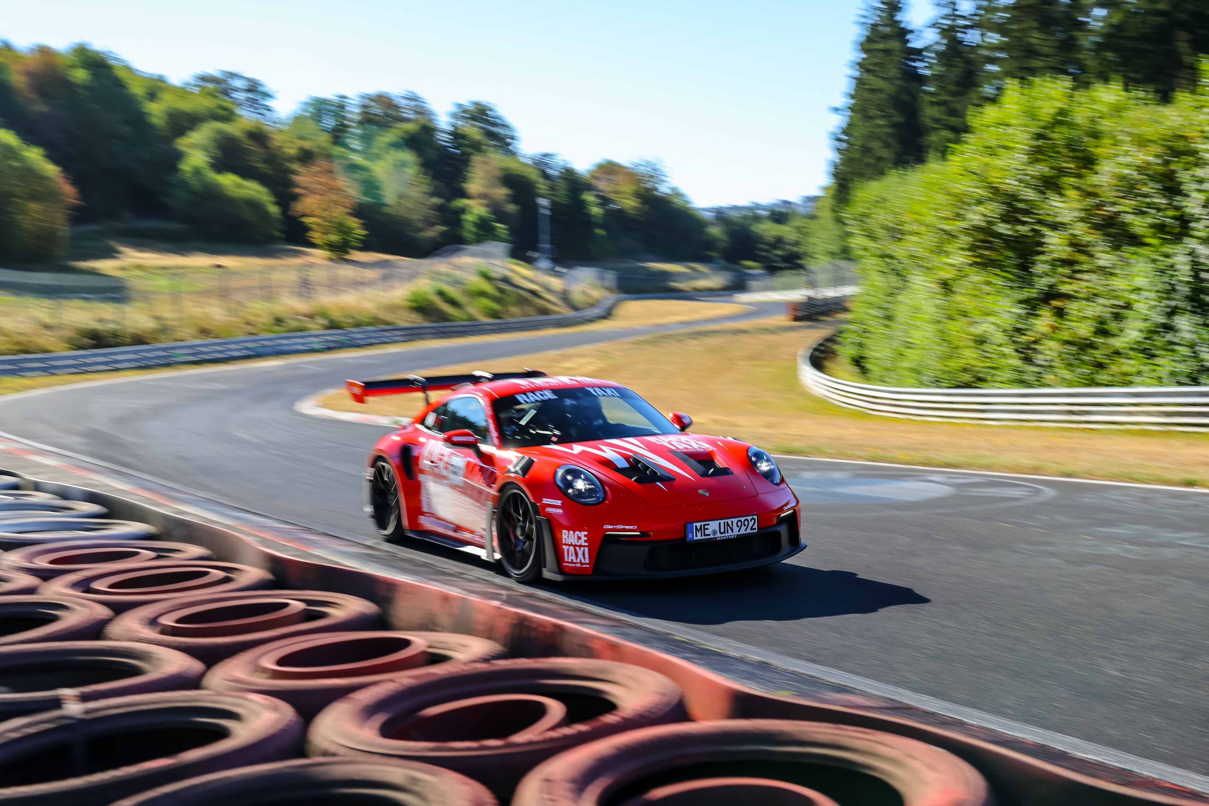 Luxury sports car on race track